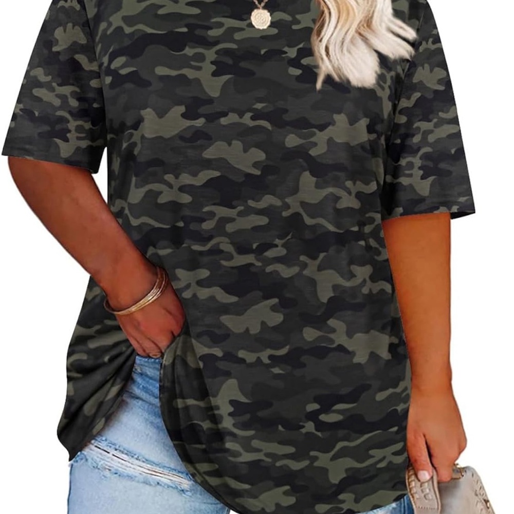 RITERA Women’s PlusSize Camo Crewneck Oversized Top XL